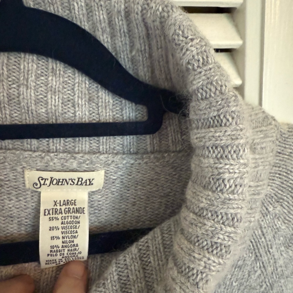 St. John's Bay Gray Cable-Knit Turtleneck Sweater - Picture 2 of 3